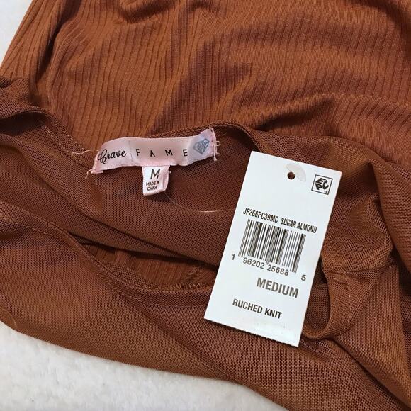 Crave Fame NWT Brown Mesh Short Sleeves Blouse Juniors M - Picture 8 of 10
